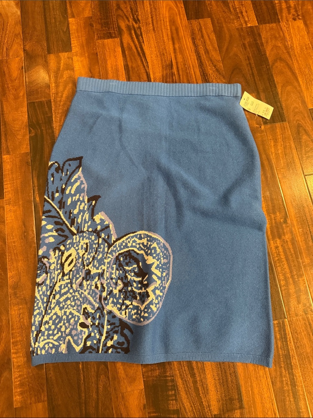 Ectcetra Blue Floral Knit Pencil Skirt